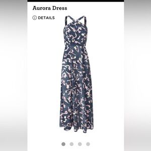 CAbi Navy and Pink Abstract Maxi Dress